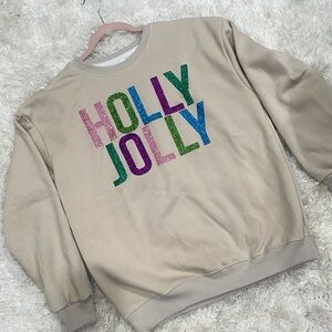 Holly Jolly Beige Sweatshirt